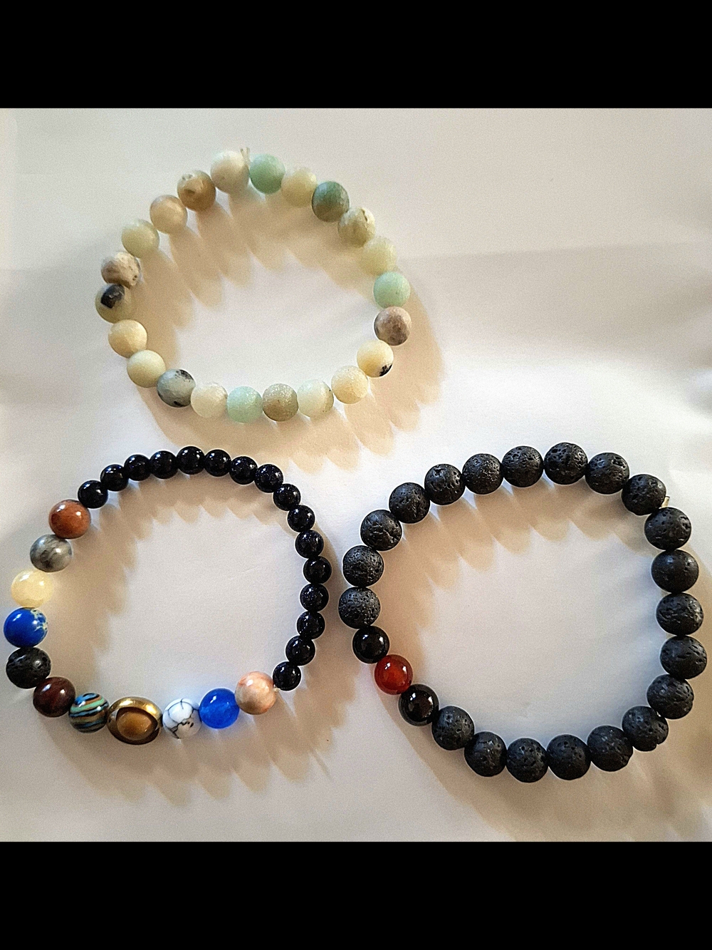 Natural Stone Beaded Bracelet - Black, Multicolor & Mint Options